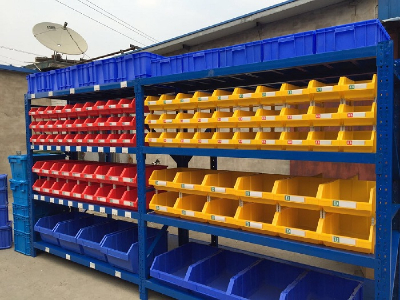 Warehouse Storage Shelving with Bins for Spare Parts