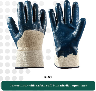 blue nitrile jersey liner safety gloves