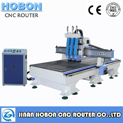 Hobon cnc router with 3 heads for cabinet doors making
