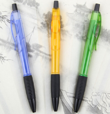 Customized cheap retractable plastic transparent ball pen
