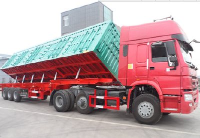 3 Axles 40-80T side dump semi trailer for sand,stone loose material handling transport