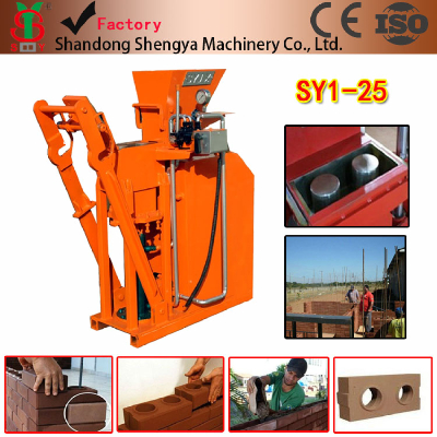SY1-25 hydraulic press semi automatic clay interlocking brick making machine supplier in China