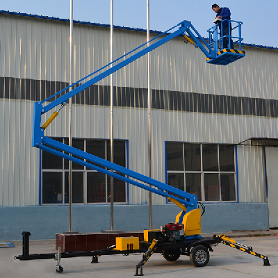 Traction folding arm type lifting platform