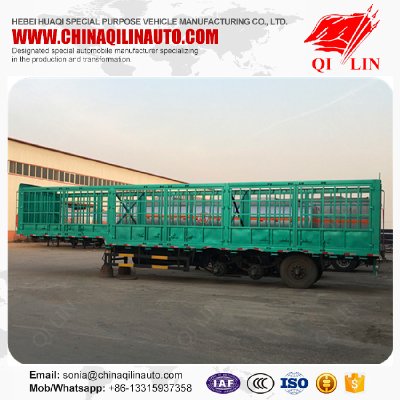 Stake fence container semi trailer for domestic animal loading