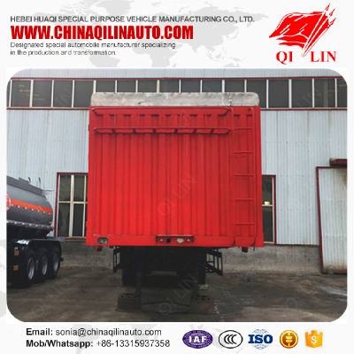 Red color storage fence semi trailer for bulk cargo loading