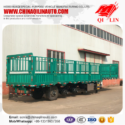 High quality 3 axles double tires wood floor fence semi trailer