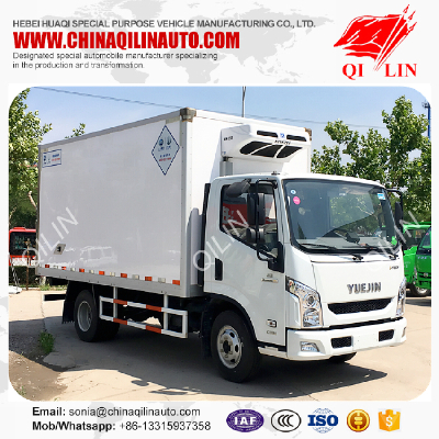 Yuejin 4X2 gross weight 5tons refrigerated van truck