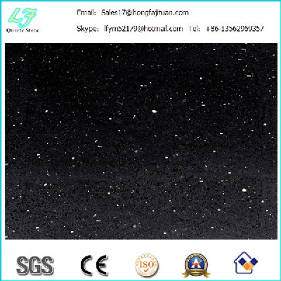 Fabricated black galaxy quartz countertop wholesale