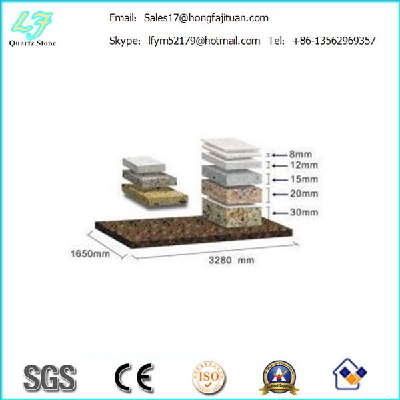 3cm artificial quartz stone , high glossy quartz stone slab with big size for kitchen design