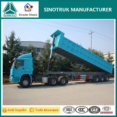 SINOTRUK factory HOT !!! steel material tractor tipper trailer, tippersemi trailer