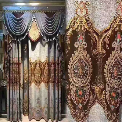 Latest double side jacquard designs fabric curtain