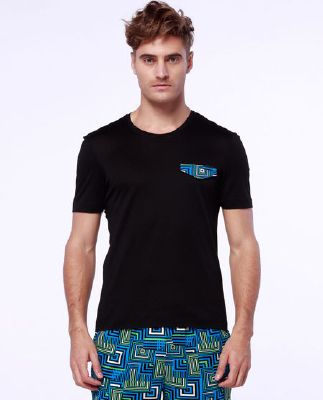 Men's round neck short sleeve printed suit Waichuan