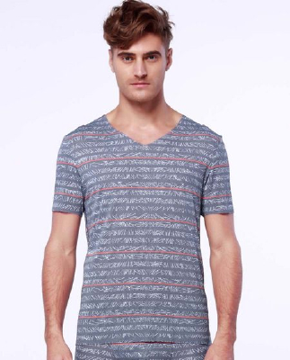 Seamless printing outerwear V-neck short sleeve T-shirt