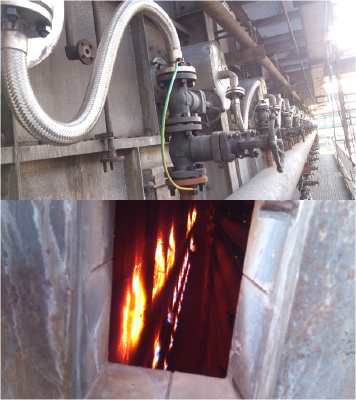 Styrene heating furnace burner