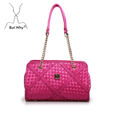 Red women handbag  fashion woven chain messenger bag