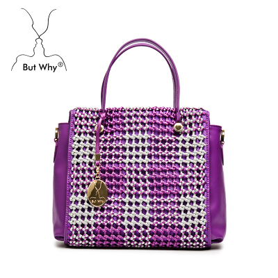 Purple Nylon Zipper Shoulder Bag Hollow Out Women handbag