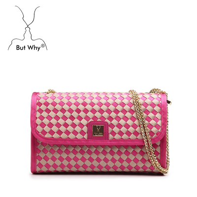 Butwhy woven zipper pocket small shoulder bag lady messenger bag