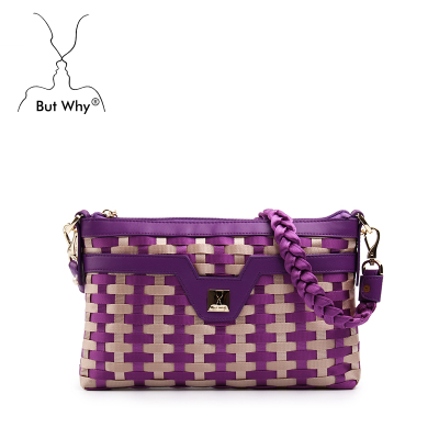 Butwhy colorful knitting medium shoulder bag