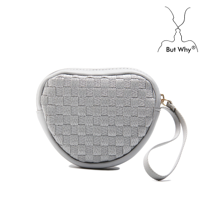 Butwhy knitting heart shape nylon coin pocket for lady