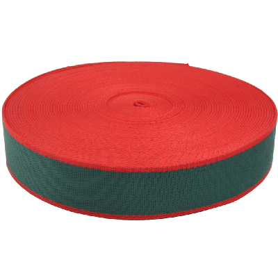 2 inch green and red heavy cotton webbing