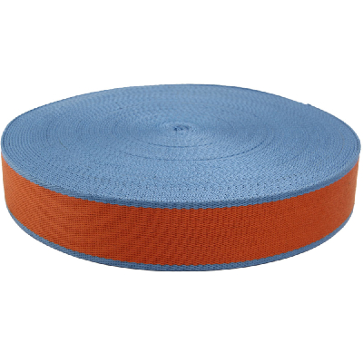 2 inch lignt blue and orange heavy cotton webbing for belt