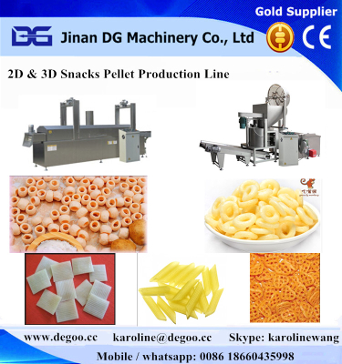 Automatic 3d & 2d snacks pellet pallet fryums food production line