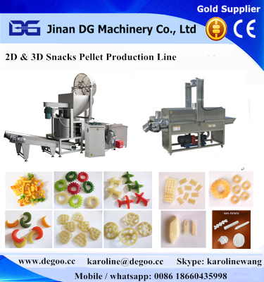 Automatic 3d & 2d snacks pellet pallet fryums food processing line