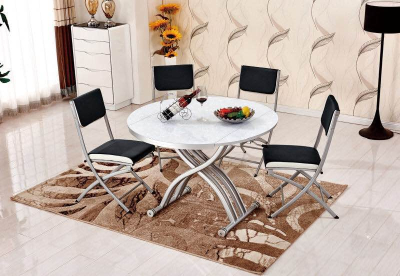 Pneumatic height adjustable dinning table with folding desktop