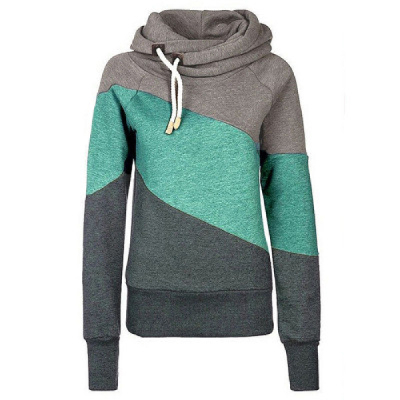 China quality large denim factory specializing in the Women's head hit the color mosaic with thick cashmere Hoodie tide