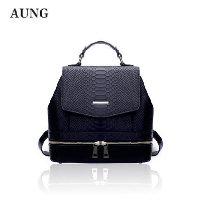 Fashion girls luxurious black croc leather backpack bag