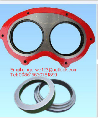 Concrete pump wear plate and cutting ring