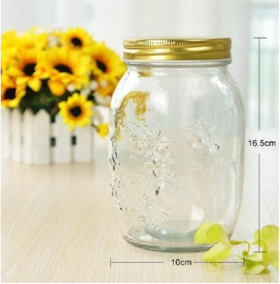 Ikea style sealed cans of transparent glass storage jar of jam bottlelast jar of honey bottles of 1000 ml