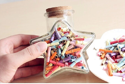 Wholesale zakka cork pentagram glass bottles lucky star wishing bottledrift bottles size bottle of stars
