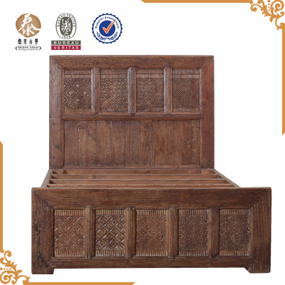 high selling chinese antique vintage hand crafted soild wooden king bed