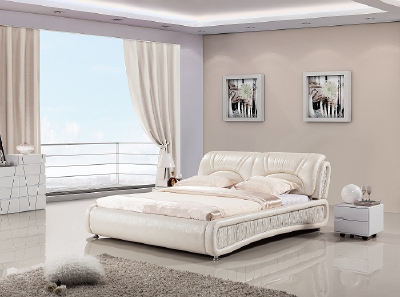 Modern Soft  Linen High Headboard Bed Frame for Bedroom