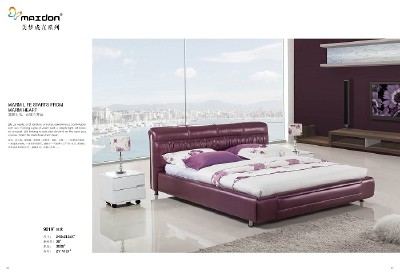 2016 Soft upholster leather double bed frame