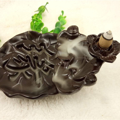 Linqu Ming Qing mahogany ebony ornaments lotus lotus step by step edgeof the word back Xiangxiang furnace incense wood crafts