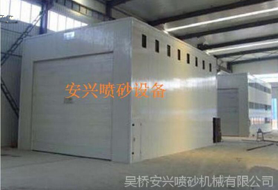 Mechanical sandblasting room