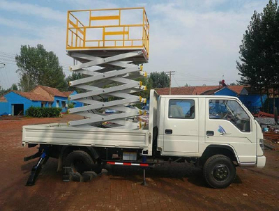 Vehicle mounted scissors type lifting platform