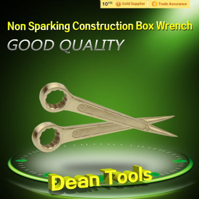 non sparking construction box wrench , spud ring spanner ,12pt , al-cu be-cu copper alloy with pin , or bent offset handle