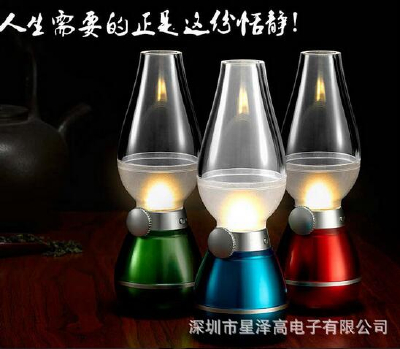 LED retro kerosene blowing control type emergency lighting bedside lamp night light