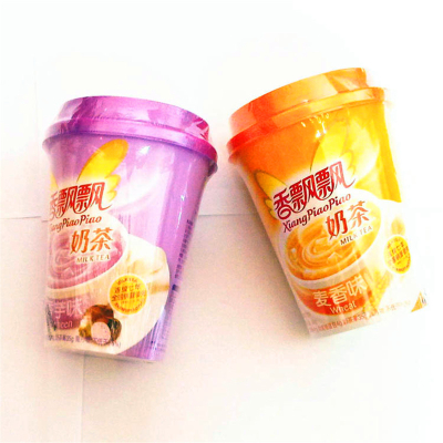 Cup with milk tea outer shrink film packagin