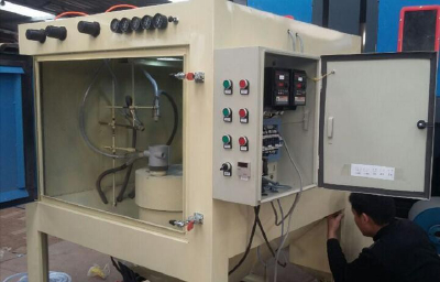 Rotation double turntable sandblasting machine