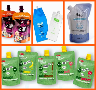 Spout top laminated plastic doypack with logo design for hair care products packaging