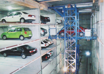 Roadway stacking type stereo garage