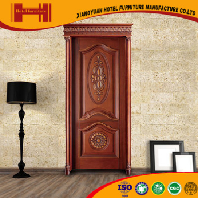 Quality guarantee durable antique style ISO18001 CE natural veneer hotel solid wood door