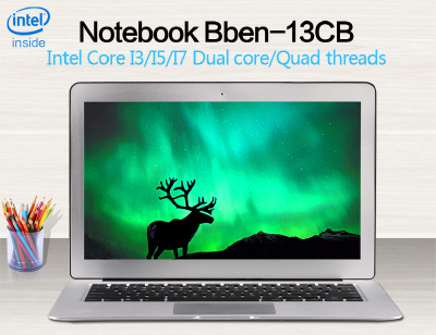 13.3 inch ultrabook laptop with i3/i5/i7 128GB/256GB SSD 1080P screen