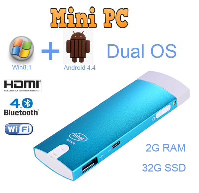 Hot selling intel z3735f 2GB/32GB mini pc stick with dual os