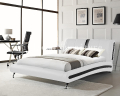 Modern Bed Design Bedroom Furniture Black&White Faux Leather Frame 1836, Bedroom Furniture