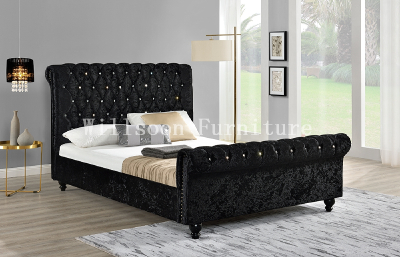 Chesterfield Button design double Size Velvet/chenille Fabric Bed for bedroom 1151, LED Bed, Bedroom Furniture
